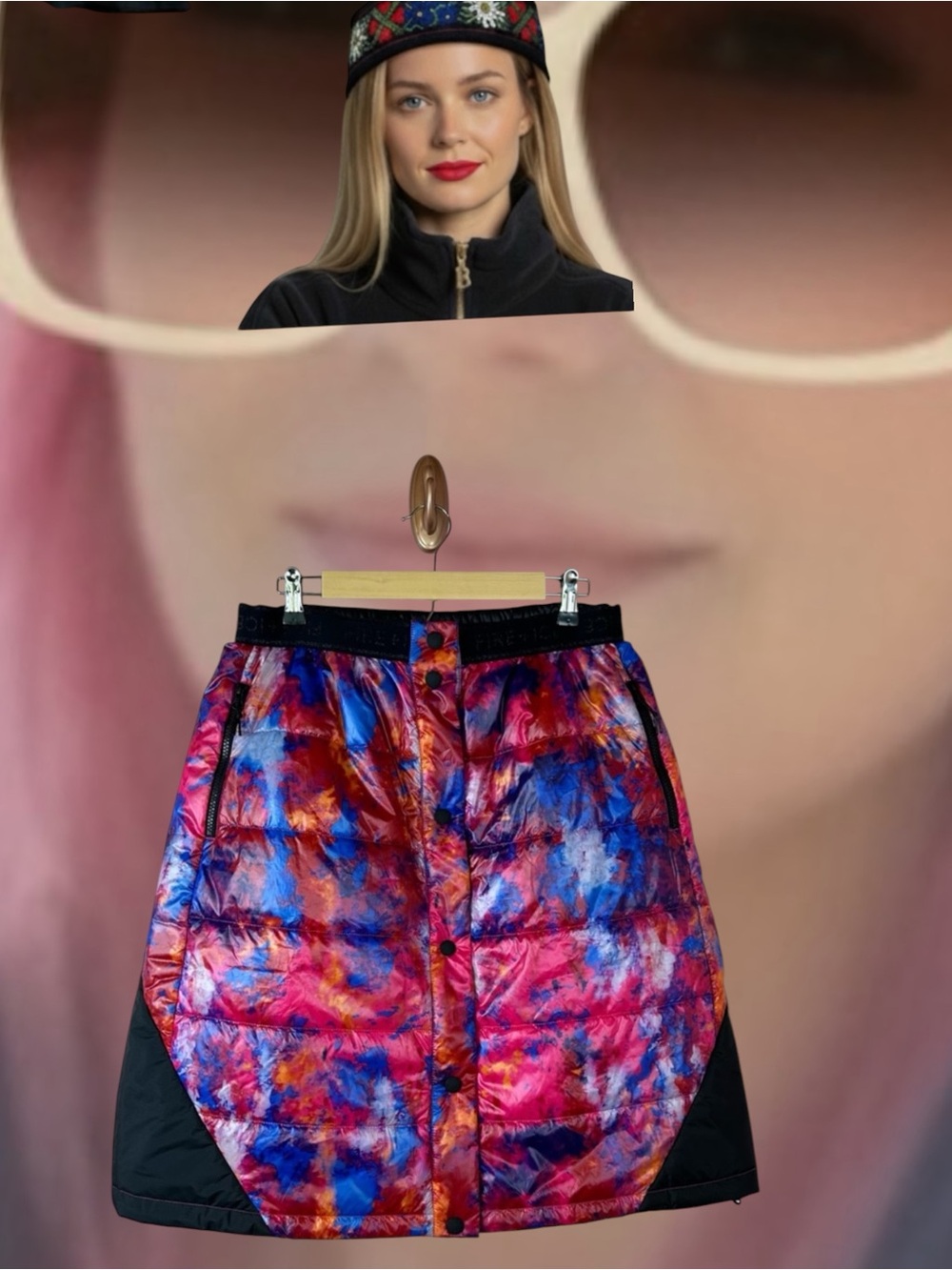 Bogner Multicolor Puffer A-Line Skirt - Pink Blue Red Orange